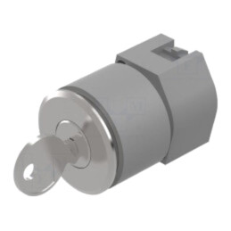 Comutator: rotativ cu cheie; 30mm; Poz.i stab: 2; argintie; fără