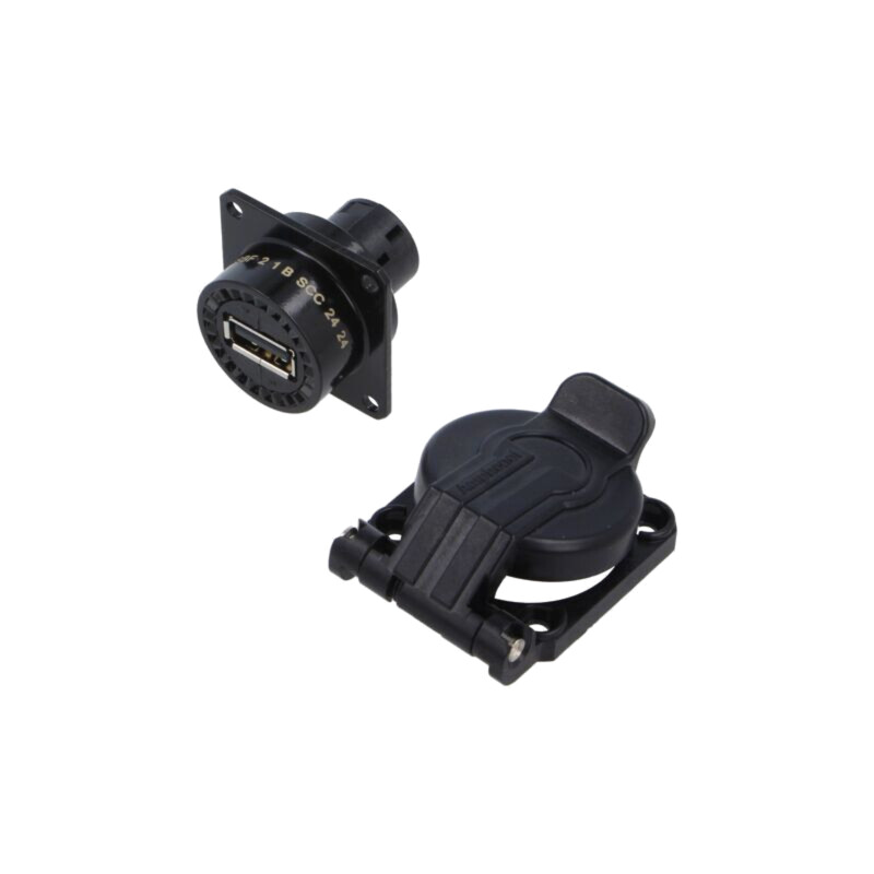 USBBFTV, square flange receptacle, solder back termination,
