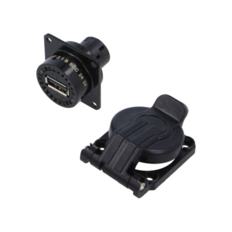 USBBFTV, square flange receptacle, solder back termination,