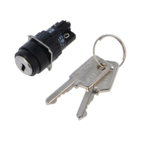 Comutator: rotativ cu cheie; 16mm; Poz.i stab: 2; NC + NO; 51