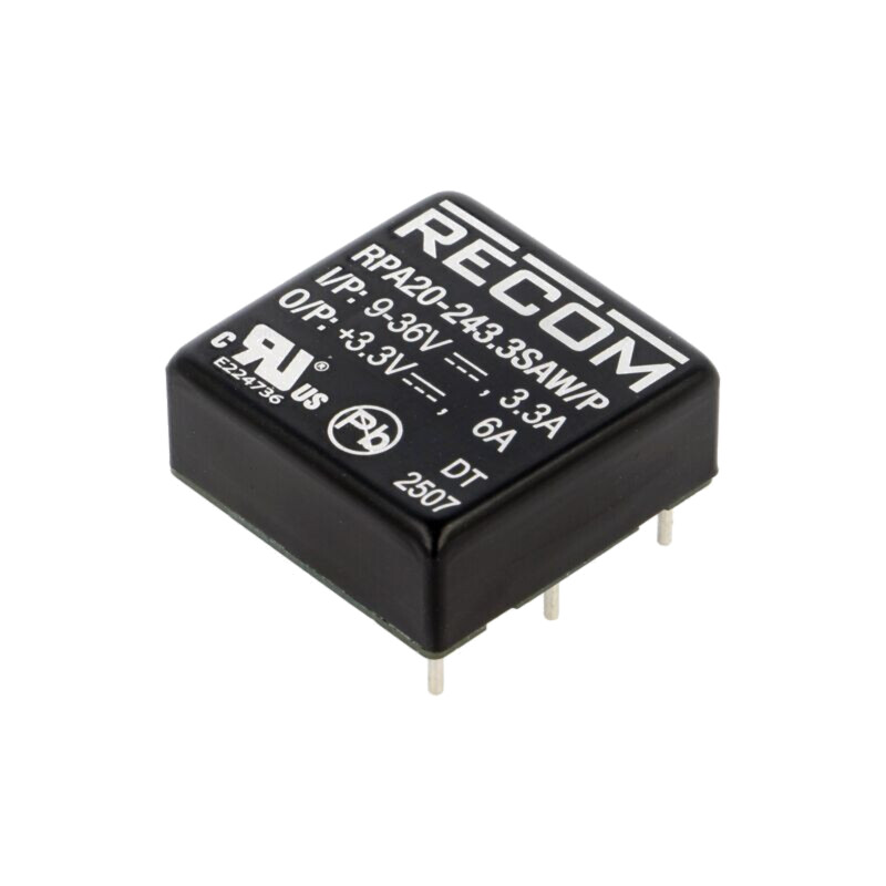 Convertor: DC/DC; 20W; Uintr: 9÷36VDC; Uieş: 3,3VDC; Iieş: 6A; 1"x1"