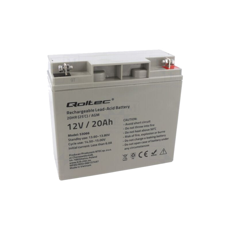 Acumul: plumb-acid; 12V; 20Ah; AGM; nu necesită întreţinere