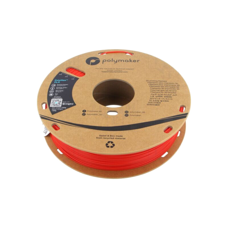 Filament: PLA Tough; 1,75mm; roşie; 190÷230°C; 750g; PolyMax™