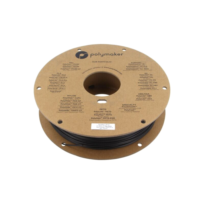 Filament: PET-G Tough; 1,75mm; neagră; 230÷240°C; 750g; PolyMax™