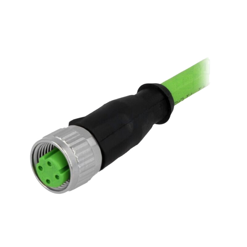 Conector: M12; mufă; mamă; PIN: 4; drept; cod D-Ethernet; cabluri; 2m