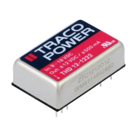 Convertor: DC/DC; 12W; Uintr: 9÷18VDC; Uieş: 12VDC; Uieş2: -12VDC