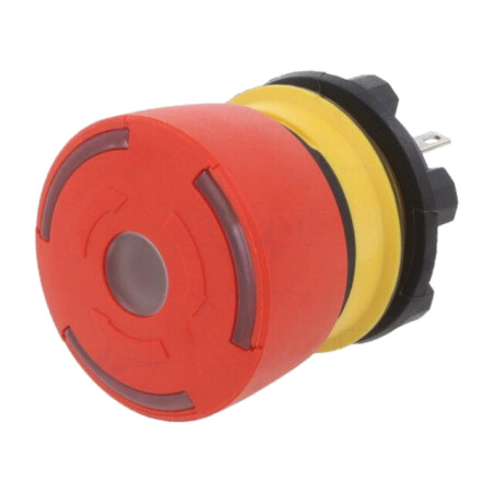 Comutator: de siguranţă; 22mm; Poz.i stab: 2; NC x2; roşie; LED