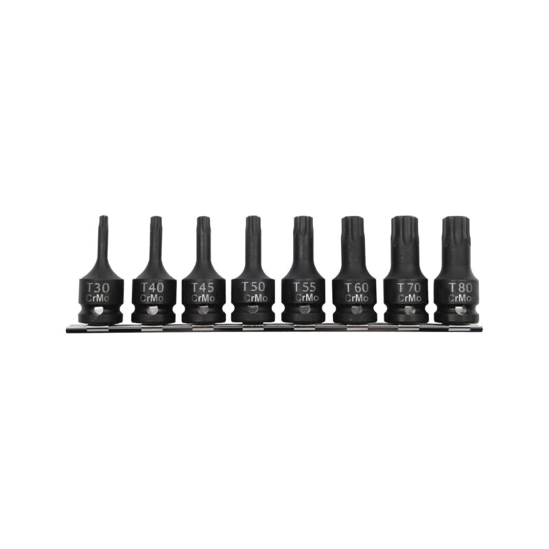 Set chei; tubulară,Torx®,cu impact; oţel crom-molibden; 8buc. Set chei; tubulară,Torx®,cu impact; oţel crom-molibden; 8buc.