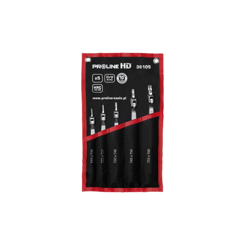 Set chei; Torx®,cu articulaţie; oţel crom-vanadium; HD; 5buc.