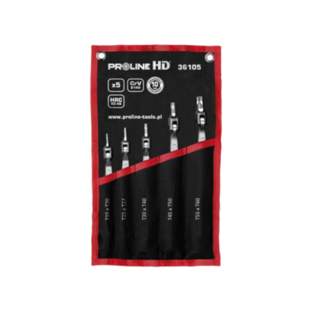 Set chei; Torx®,cu articulaţie; oţel crom-vanadium; HD; 5buc.