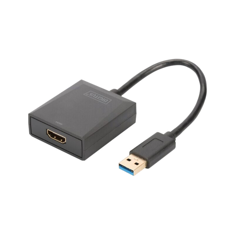 Adaptor; HDMI soclu,USB A mufă; 150mm; negru; USB 3.2; neagră