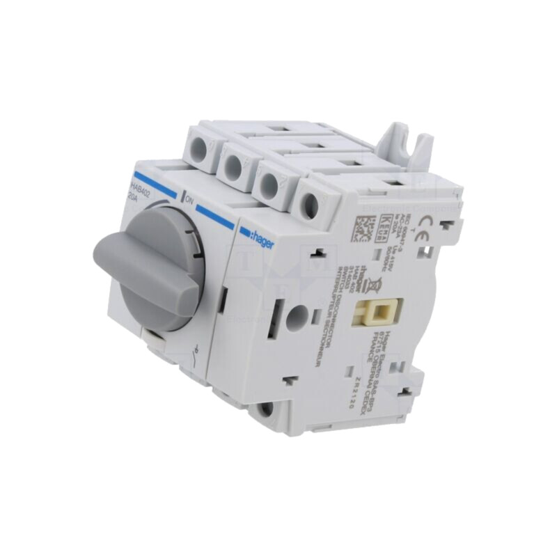 Separator-întrerupător; Poli: 4; pentru şină DIN; 20A; 415VAC