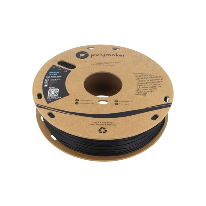 Filament: TPU-95A; 1,75mm; neagră; 210÷230°C; 750g; PolyFlex™