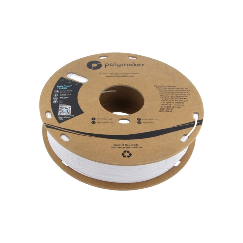 Filament: TPU-95A; 1,75mm; albă; 210÷230°C; 750g; PolyFlex™