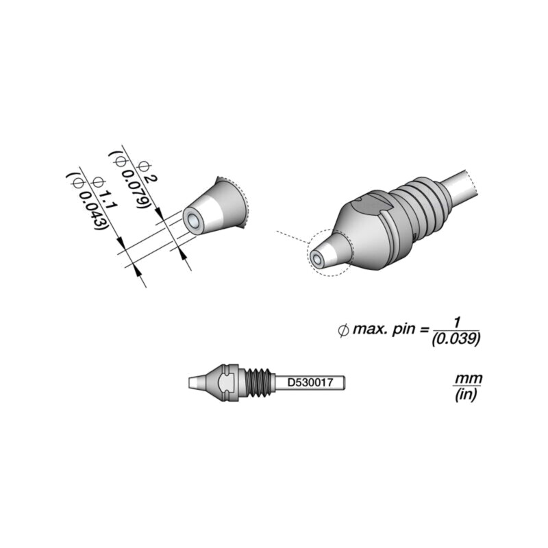 Vârf: pentru ciocane de dezlipit; 2x1,1mm