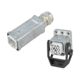 Conector: HDC; tată + mamă; PIN: 5; 10A; 230V; HDC; 4+PE; drept; M20