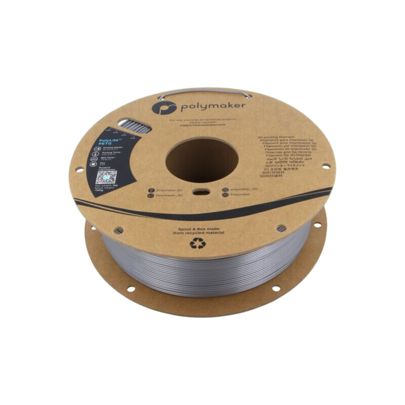 Filament: PET-G; 1,75mm; argintie; 230÷240°C; 1kg; PolyLite™