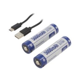Acumul: Li-Ion; 21700; 3,6V; 5000mAh; Ø21,4x76,7mm; Kit: cablu USB