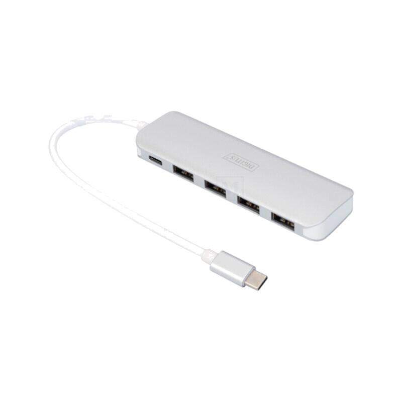 Hub USB; USB A soclu x4,USB C soclu,USB C mufă; gri; 5Gbps; 0,2m