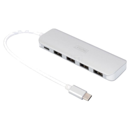 Hub USB; USB A soclu x4,USB C soclu,USB C mufă; gri; 5Gbps; 0,2m