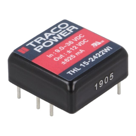 Convertor: DC/DC; 15W; Uintr: 9÷36VDC; Uieş: 12VDC; Uieş2: -12VDC