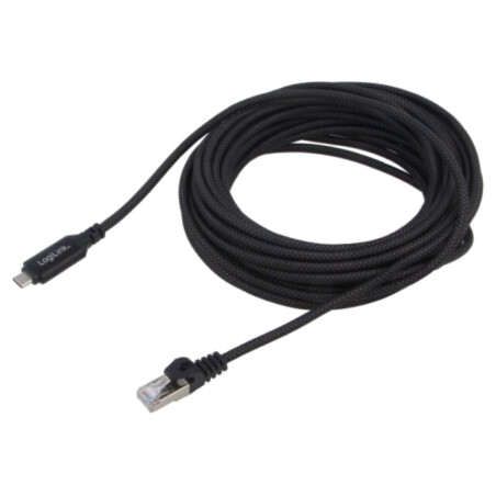 Cablu; USB 3.2; RJ45 mufă,USB C mufă; nichelat; 15m; negru; S/FTP