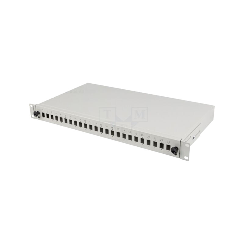 Fiber patch panel; grey; Number of ports: 24; rack 19"; Height: 1U