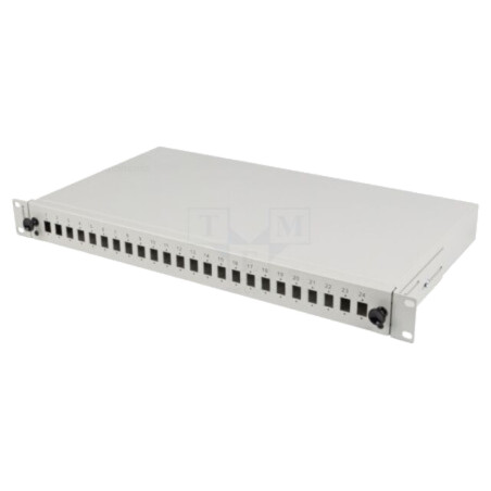 Fiber patch panel; grey; Number of ports: 24; rack 19"; Height: 1U