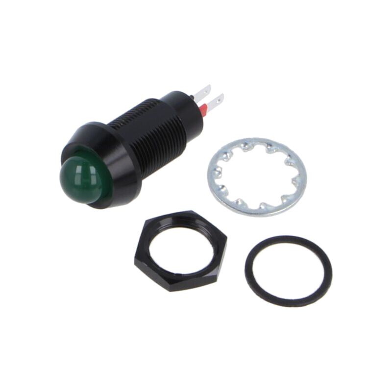 Lampă de control: LED; convex; verde; 24÷28VDC; Ø12,7mm; IP67