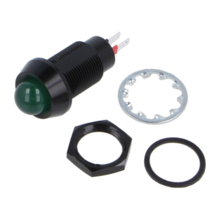Lampă de control: LED; convex; verde; 24÷28VDC; Ø12,7mm; IP67