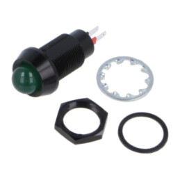 Lampă de control: LED; convex; verde; 24÷28VDC; Ø12,7mm; IP67