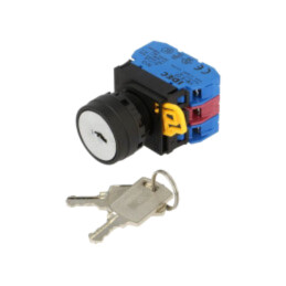 Comutator: rotativ cu cheie; 22mm; Poz.i stab: 3; NC + NO x2; fără