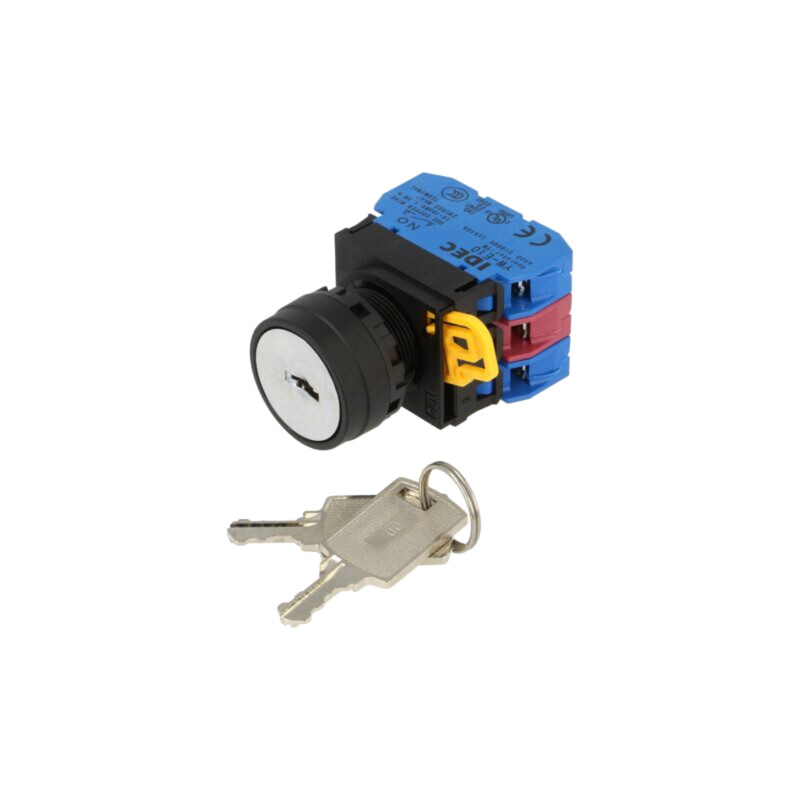 Comutator: rotativ cu cheie; 22mm; Poz.i stab: 3; NC + NO x2; fără Comutator: rotativ cu cheie; 22mm; Poz.i stab: 3; NC + NO x2; fără