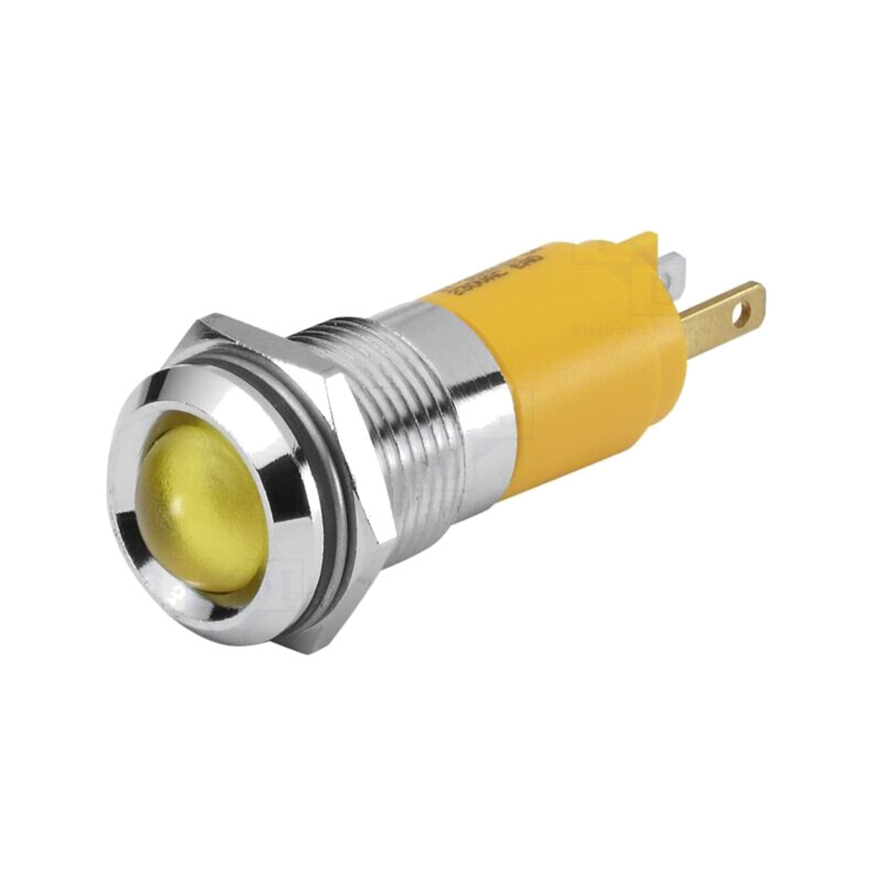 Lampă de control: LED; convex; galbenă; 230VAC; Ø14mm; 17; 8mcd