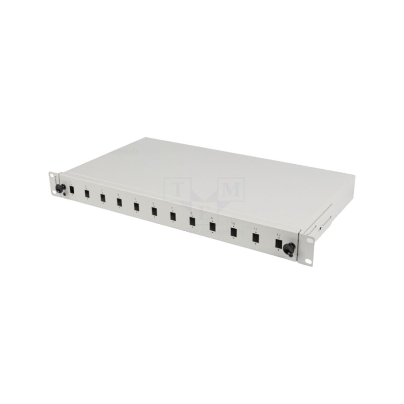 Fiber patch panel; grey; Number of ports: 12; rack 19"; Height: 1U