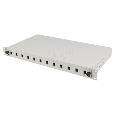 Fiber patch panel; grey; Number of ports: 12; rack 19"; Height: 1U