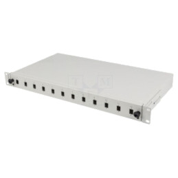 Fiber patch panel; grey; Number of ports: 12; rack 19"; Height: 1U