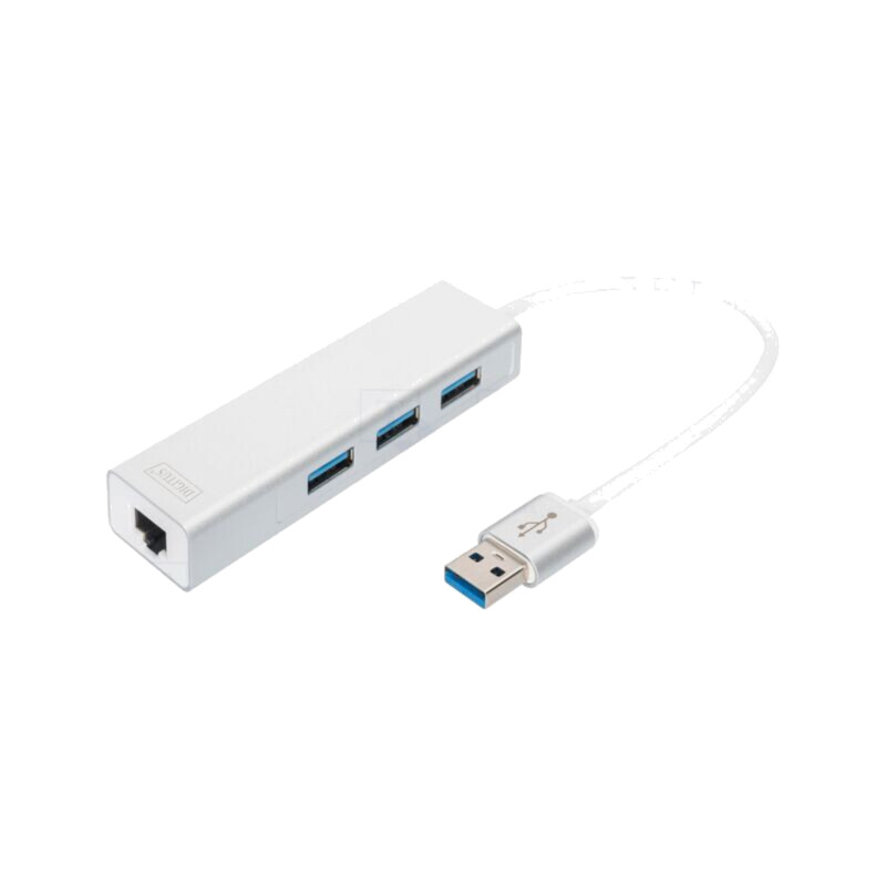 Hub USB; RJ45 soclu,USB A soclu x3,USB A mufă; USB 3.0; PnP; gri Hub USB; RJ45 soclu,USB A soclu x3,USB A mufă; USB 3.0; PnP; gri
