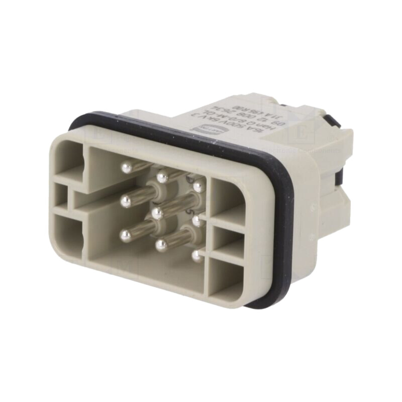 Conector: HDC; inserturi de contact; tată; 16A; 500V; Han Q; PIN: 9 Conector: HDC; inserturi de contact; tată; 16A; 500V; Han Q; PIN: 9