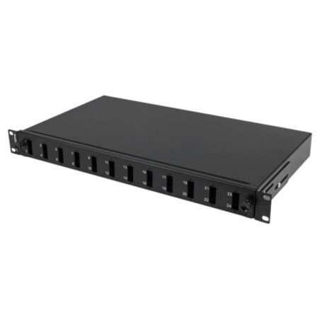 Fiber patch panel; black; Number of ports: 12; rack 19"