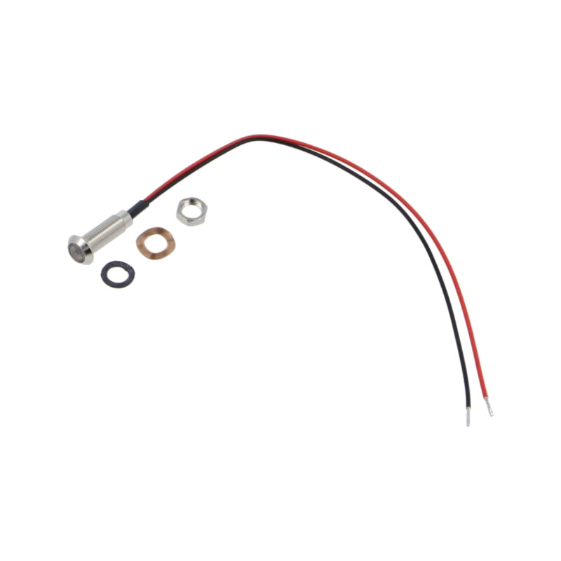 Lampă de control: LED; plată; verde; 3,2VDC; Ø5mm; IP67; cabluri