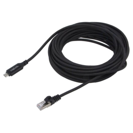 Cablu; USB 3.2; RJ45 mufă,USB C mufă; nichelat; 10m; negru; S/FTP