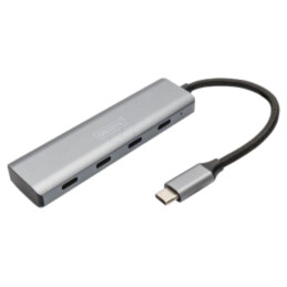 Hub USB; USB C soclu x4,USB C mufă; USB 3.1; gri; 5Gbps; 0,15m