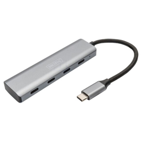 Hub USB; USB C soclu x4,USB C mufă; USB 3.1; gri; 5Gbps; 0,15m