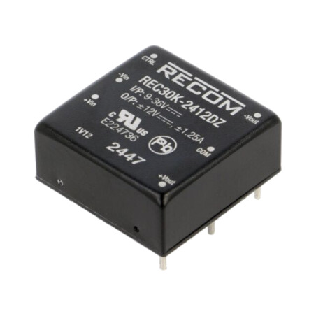 Convertor: DC/DC; 30W; Uintr: 9÷36VDC; Uieş: 12VDC; Uieş2: -12VDC