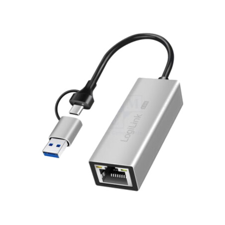 Adaptor USB-Ethernet; USB 3.2; gri; 0,15m