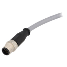 Conector: M12; mufă; tată; PIN: 12; drept; cabluri; 1m; Izolaţie: PVC