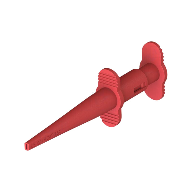 Clips de măsurare; cu cârlig; 5A; roşie; 4mm; L: 126mm; 2buc. Clips de măsurare; cu cârlig; 5A; roşie; 4mm; L: 126mm; 2buc.