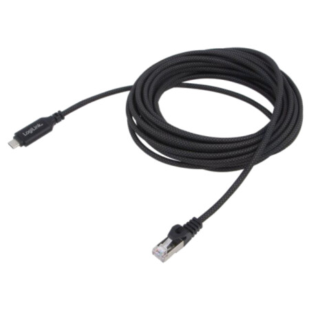 Cablu; USB 3.2; RJ45 mufă,USB C mufă; nichelat; 7,5m; negru; S/FTP