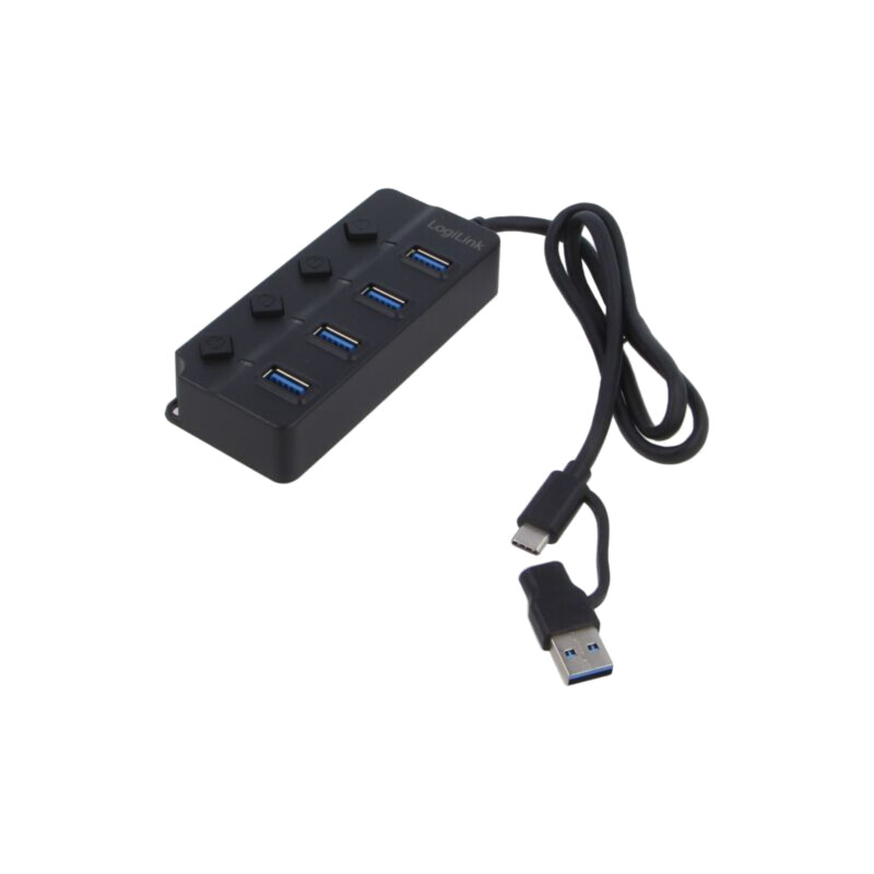 Hub USB; USB A soclu x4,USB A mufă,USB C mufă; USB 3.2; neagră Hub USB; USB A soclu x4,USB A mufă,USB C mufă; USB 3.2; neagră